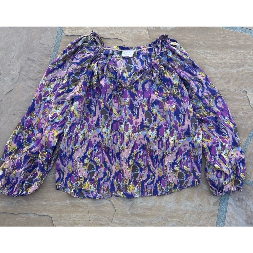 Pre-Owned Parker Purple Multicolor Size XS Long Sleeve Blouse